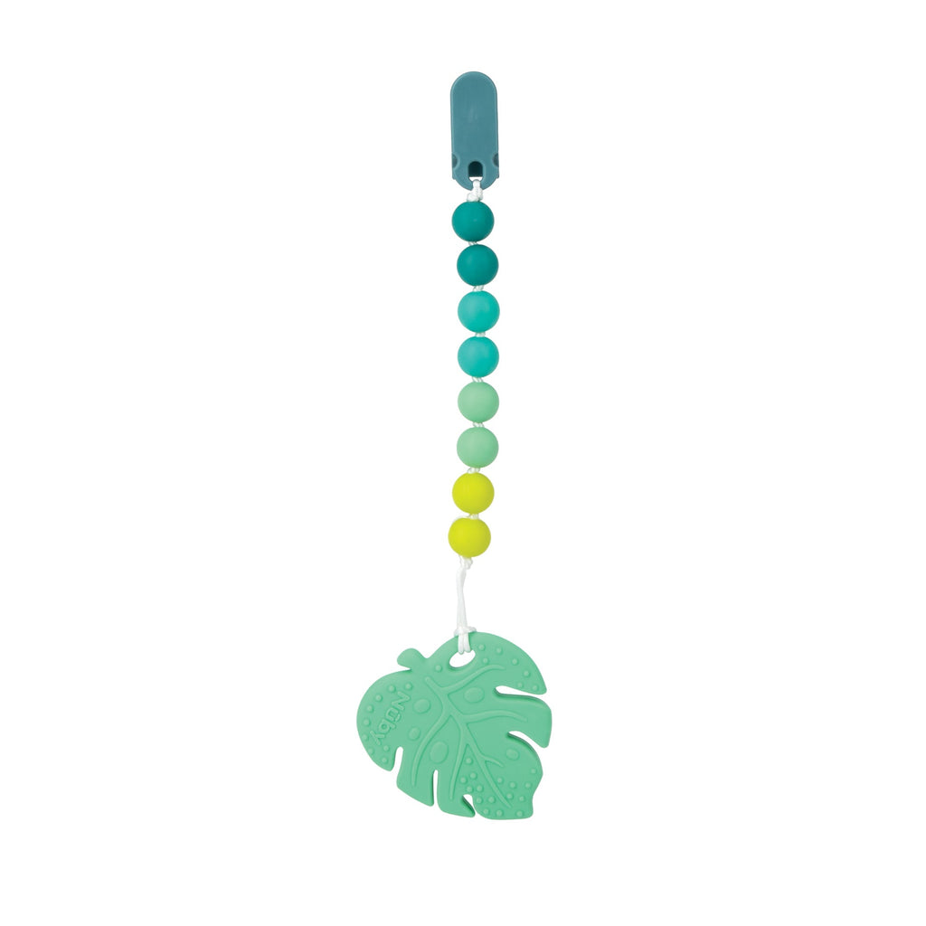Silicone Teether with Pacifier Clip | Leaf #052YW