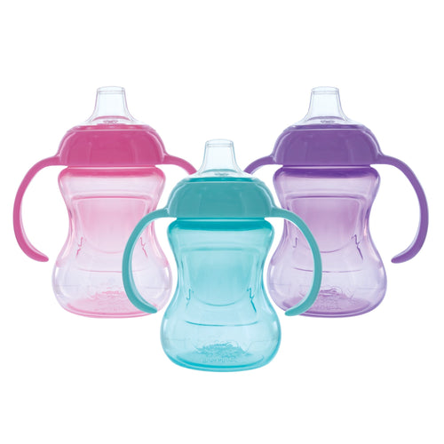 2-Handle Mini Grip N’ Sip Training Sippy Cup (3 Pack) | Pink/Aqua/Purple #392L1