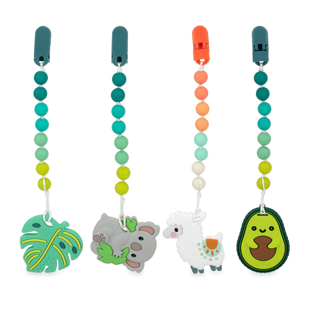 Silicone Teether with Pacifier Clip | Leaf #052YW