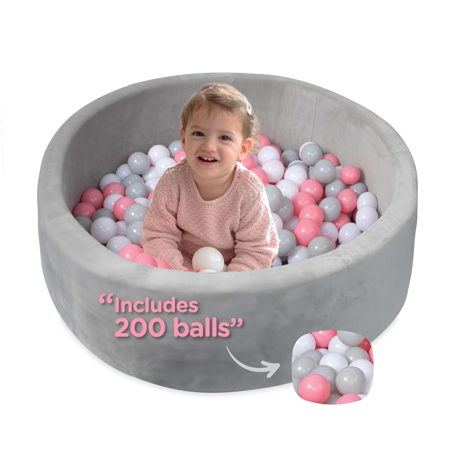 Kids' Ball Pit for Home with 200 Balls | Pink #171UI