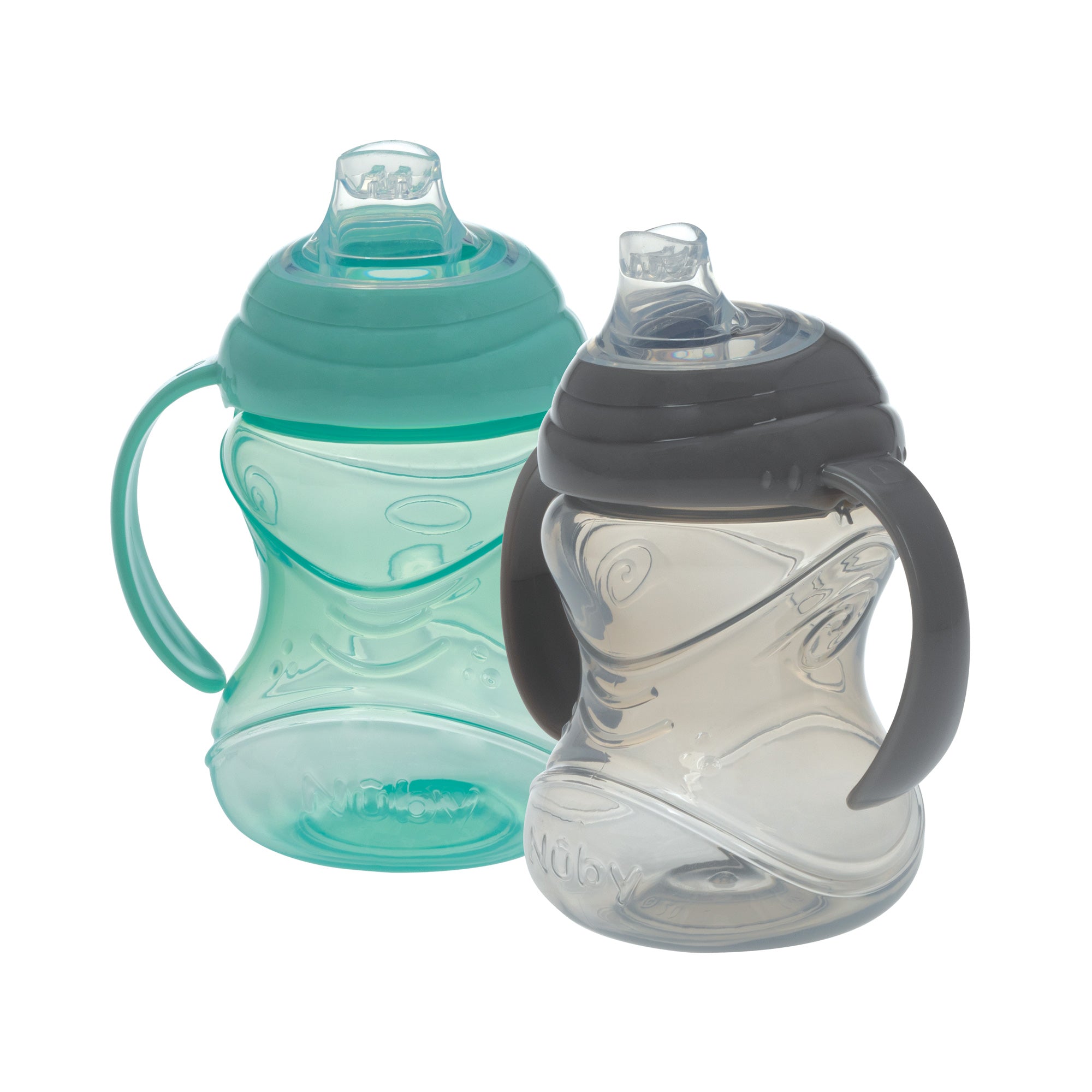 Clik-It Soft Spout Grip N' Sip Trainer Cup (2 Pack) | Aqua/Grey #2769I