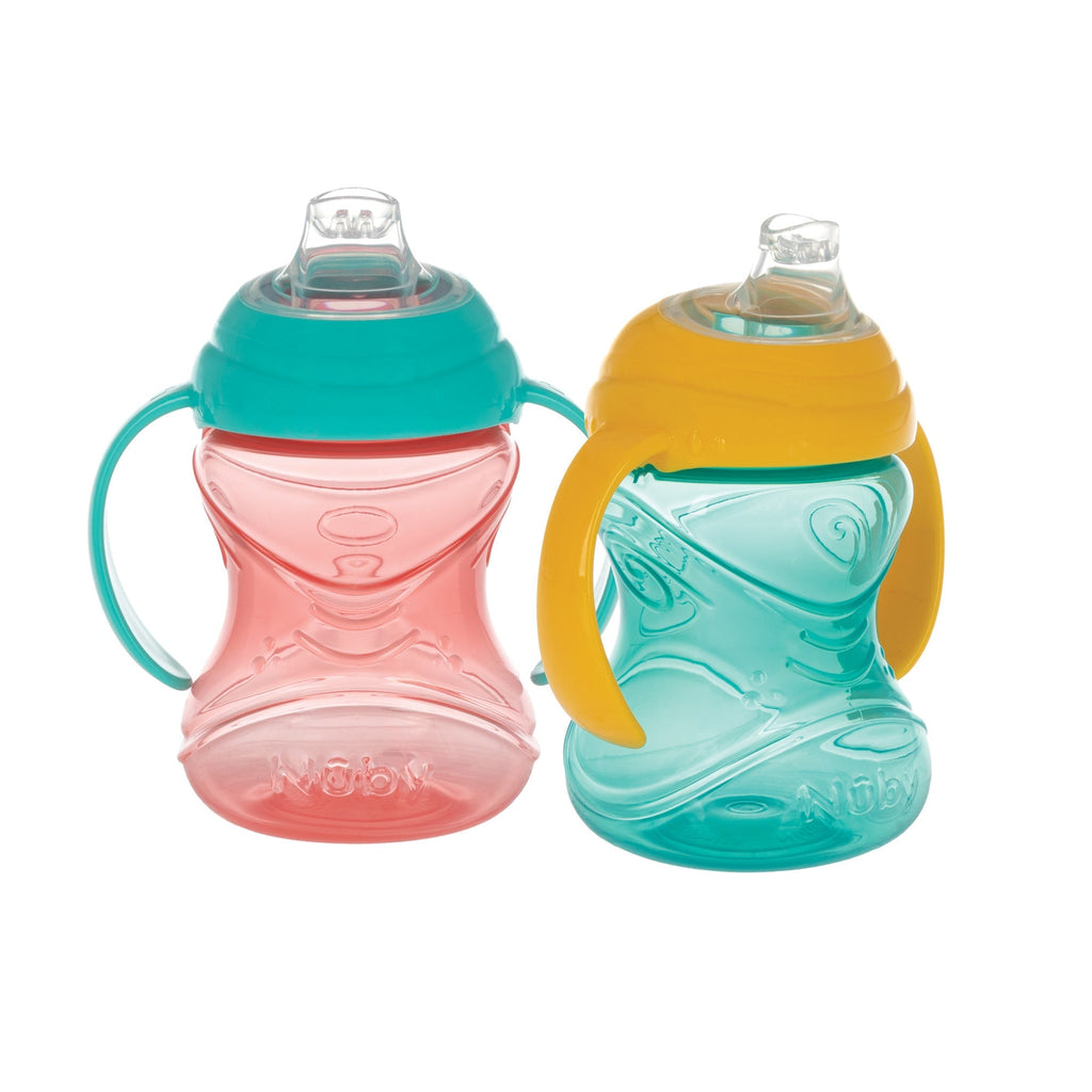 Clik-It Soft Spout Grip N' Sip Trainer Cup (2 Pack) | Aqua/Yellow #2755M
