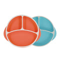 Round Silicone Suction Plate & Lid (2 Pack) | Orange / Aqua #093YS