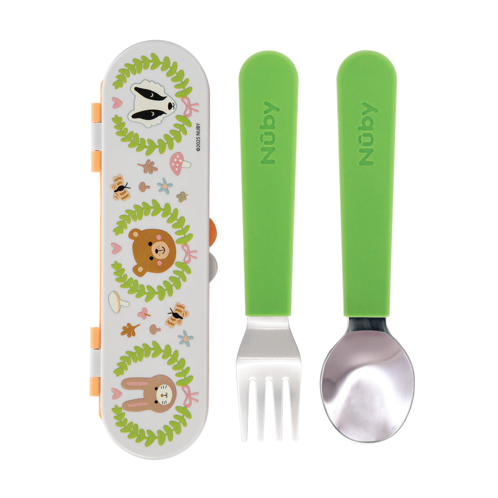 Stainless Steel Toddler Utensil Set | Forest Animals #008B1