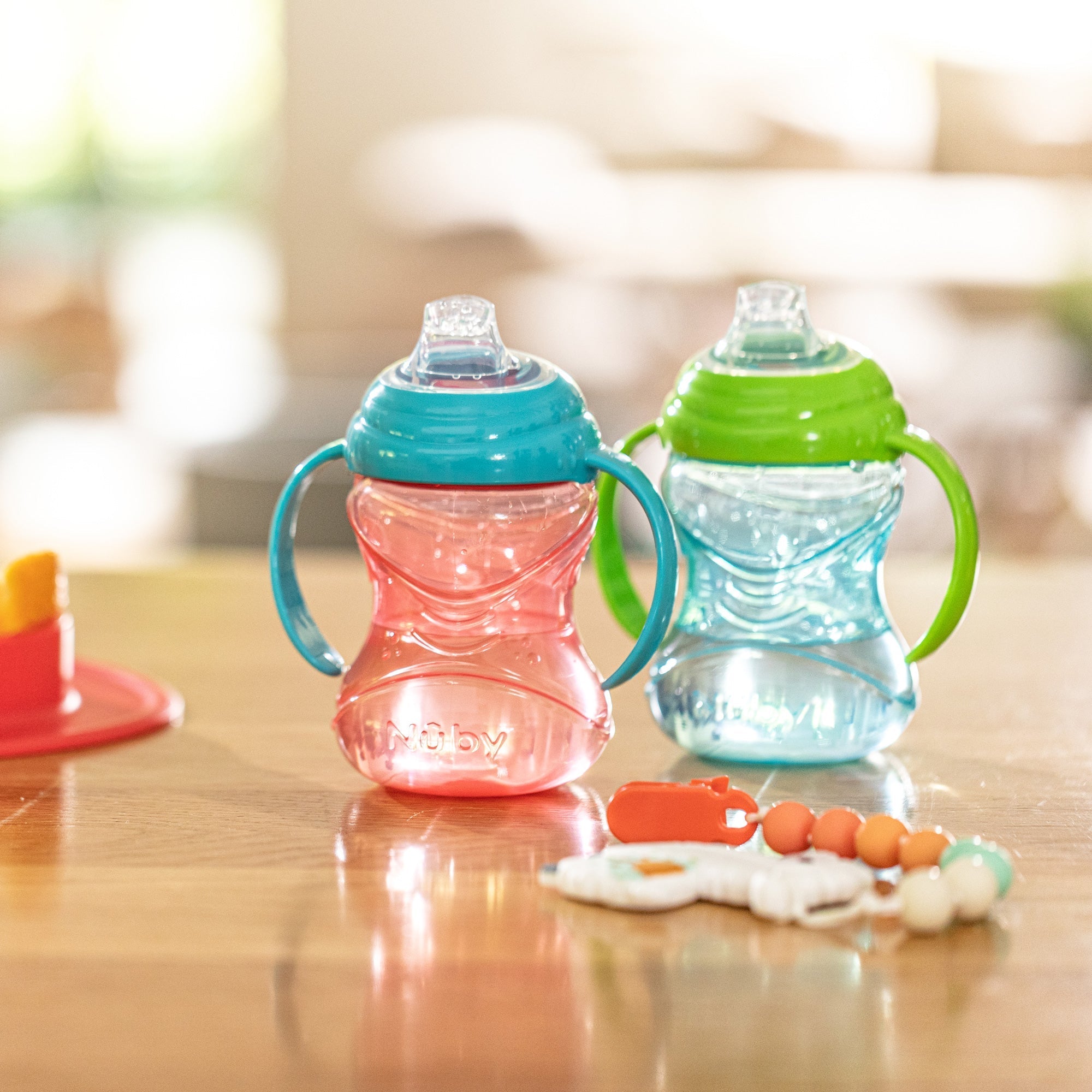 Clik-It Soft Spout Grip N' Sip Trainer Cup (2 Pack) | Blue/Green #277W7