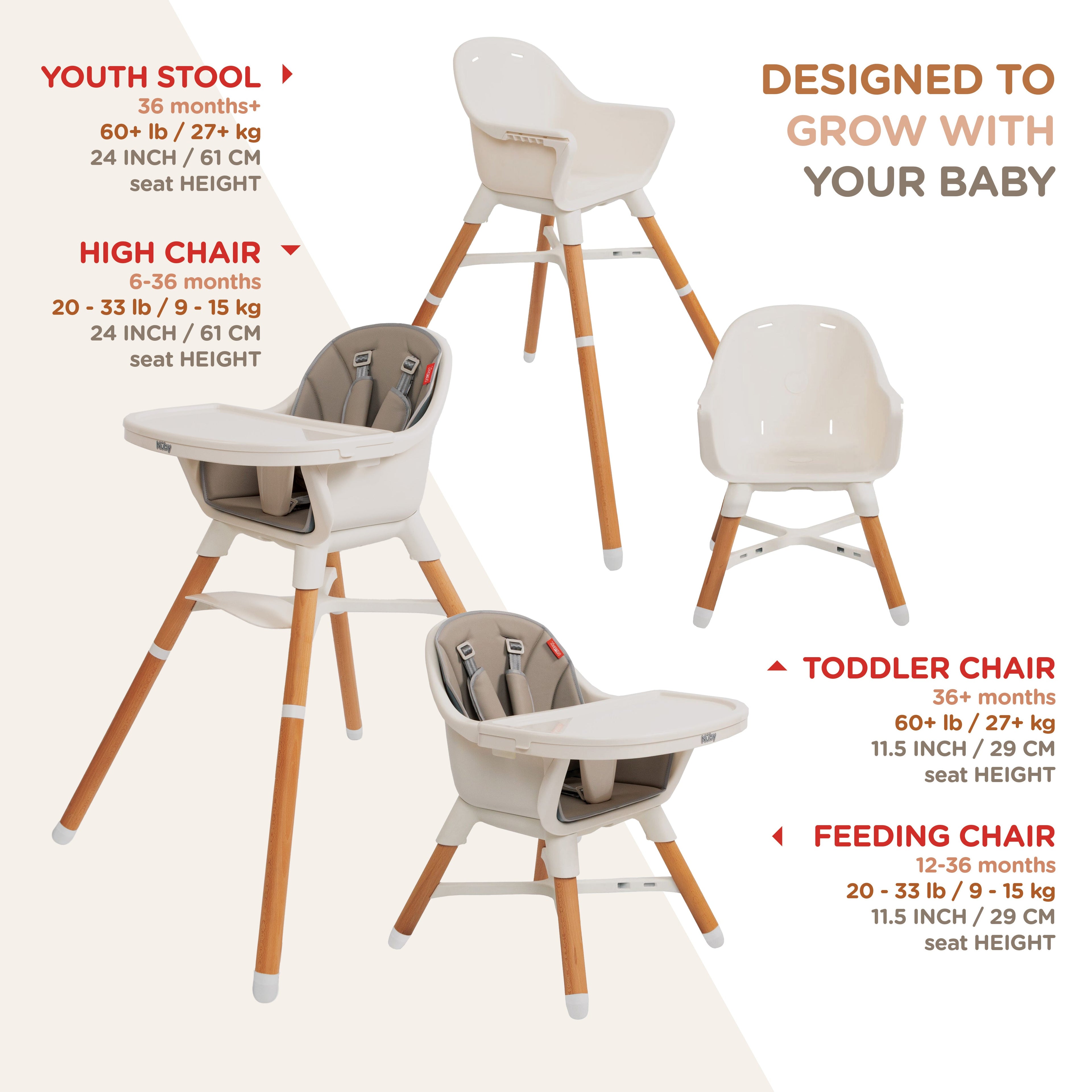 4-in-1 Multi-Use High Chair | Dark Beige #201UE