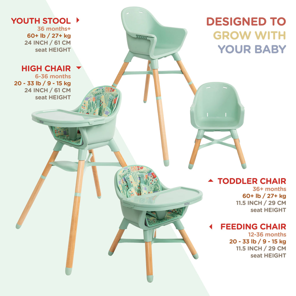 4-in-1 Multi-Use High Chair | Green Garden #1994S