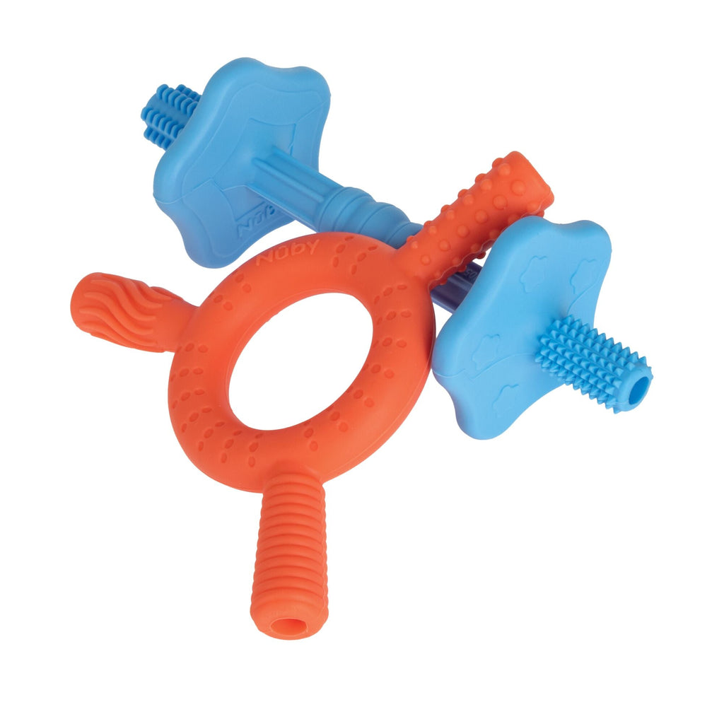 Hollow Sensory Tube Teethers | Blue/Coral #1960T