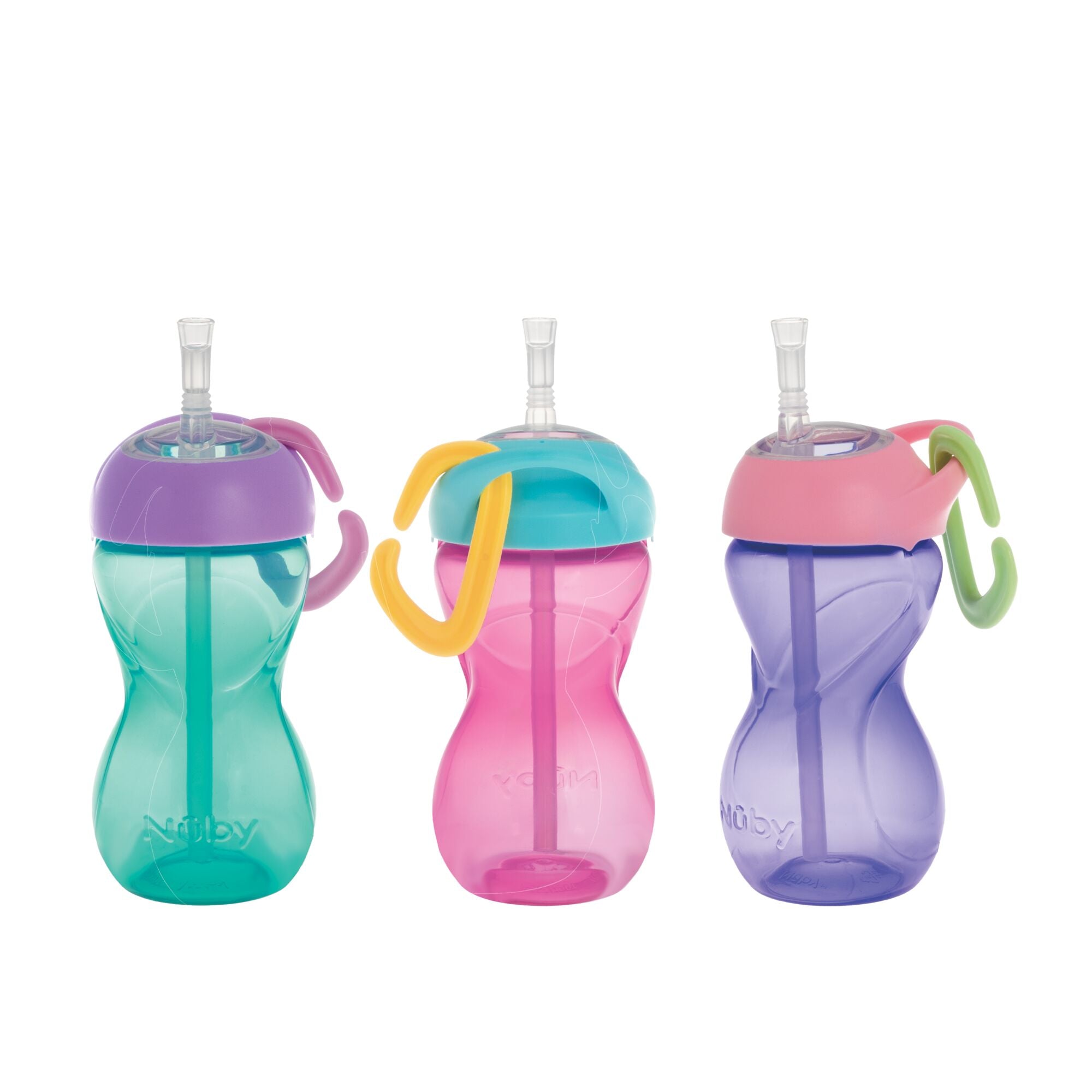 Clik-it Travel Straw Cup with Carabiner (3 Pack) | Aqua/Pink/Purple #271Y2