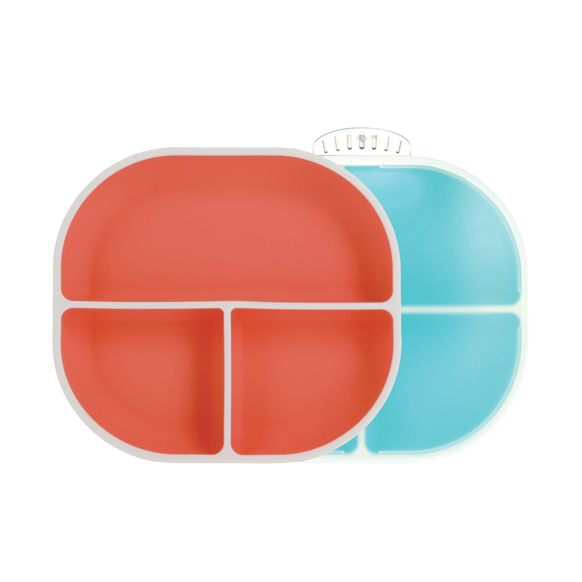Rectangular Silicone Suction Plate (2 Pack) | Coral / Aqua #101OG