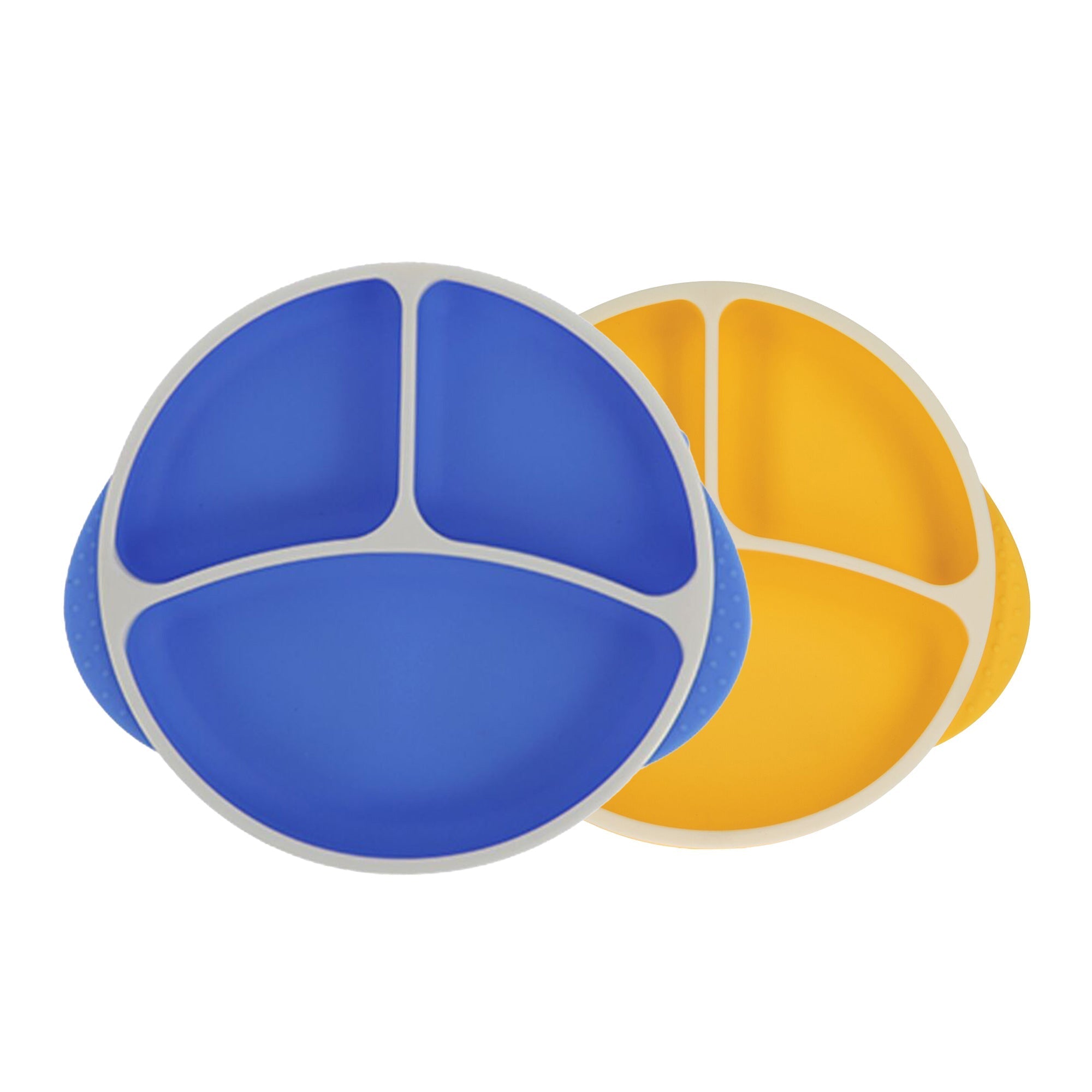 Round Silicone Suction Plate & Lid (2 Pack) | Blue / Yellow #092SD