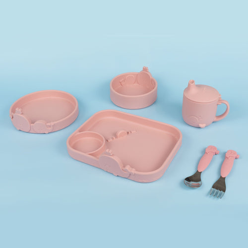 Animal Friends 6-Piece Dinnerware Set - Pink Whale #327JV