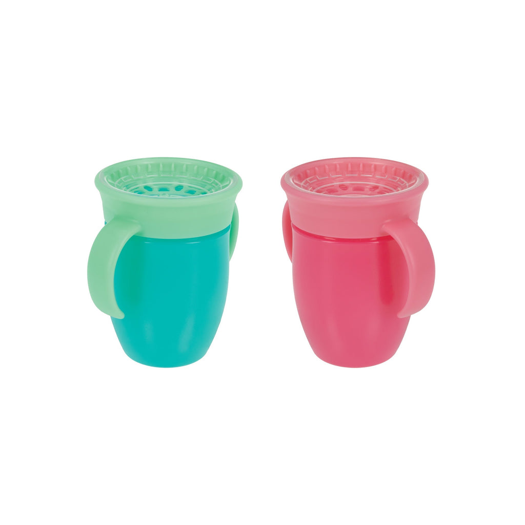 360 Wonder Cup with Handles (2 Pack - 5 oz) | Pink/Aqua #345BC